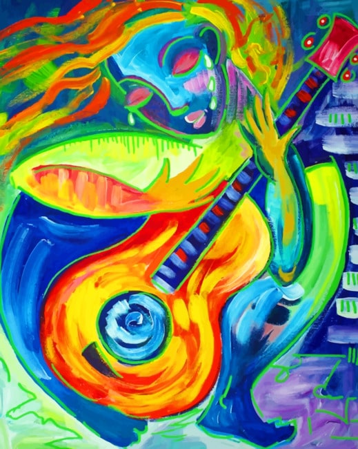 Girl Playing Guitar paint By Numbers