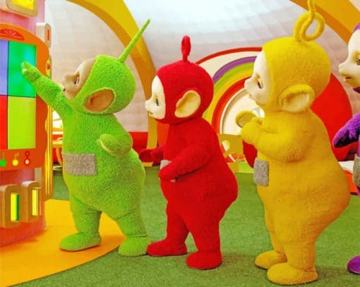 Green Yellow And Red Teletubbies paint by numbers