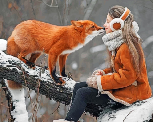 Lady And Her Fox paint by numbers