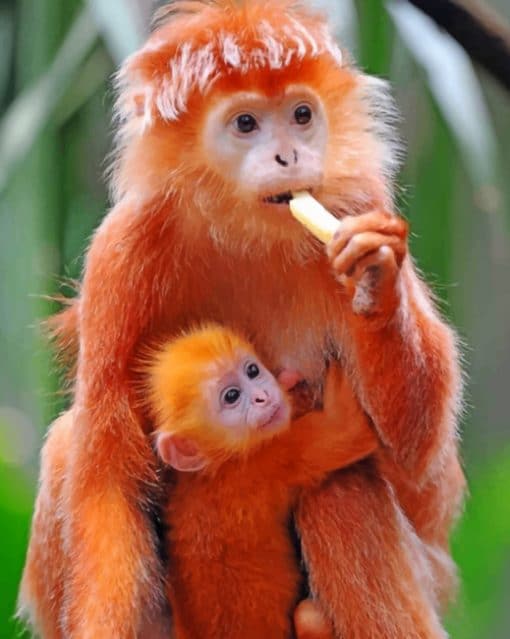Mom And Baby Monkey Paint by numbers
