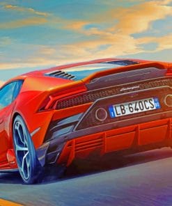 Red Lamborghini paint by numbers