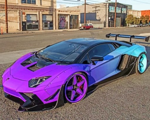 Purple Lamborghini paint by numbers