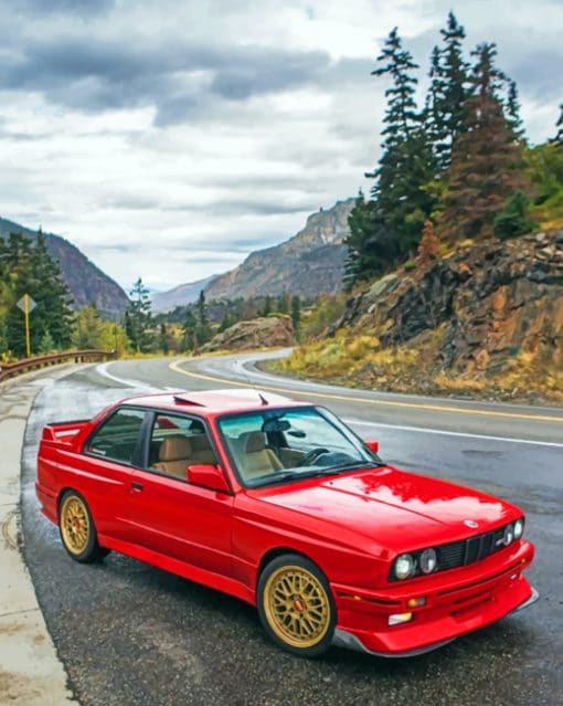 Red BMW E30 M3 paint by numbers