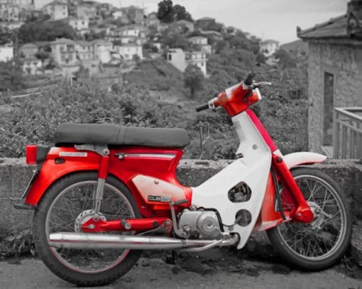 White and Red Scooter paint by numbers