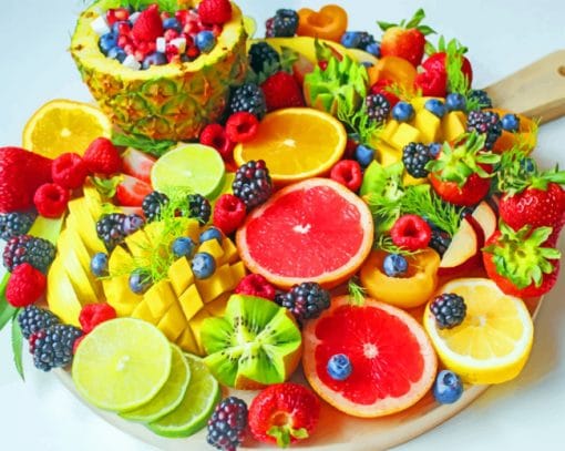 Sliced Fruits On Tray paint by numbers