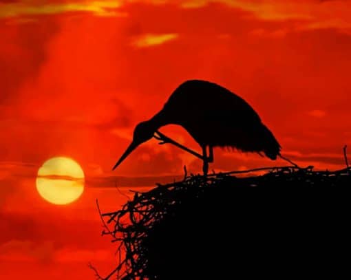 Stork Silhouette paint by numbers