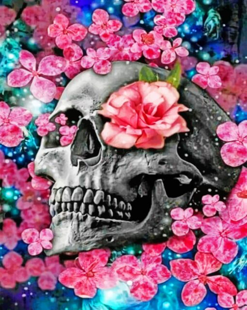 Aesthetic Floral Skull paint by Numbers