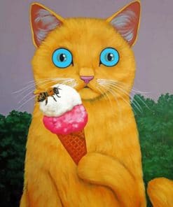 Cat With Ice Cream paint By numbers