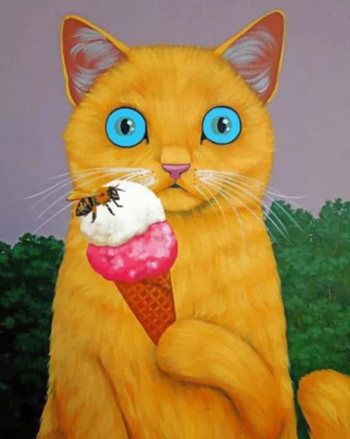 Cat With Ice Cream paint By numbers