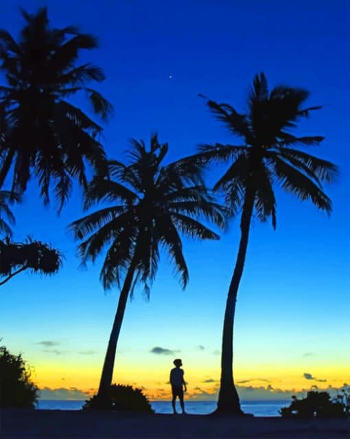 Man And Palms Silhouette paint by numbers