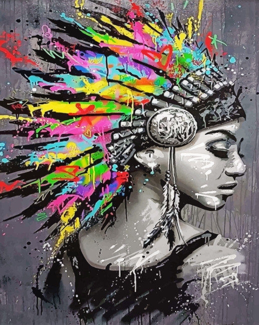 Native American Lady - Paint By Numbers - Modern Paint by numbers