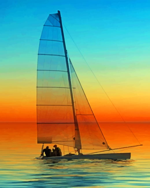Sailing Boat Sundown pain by numbers