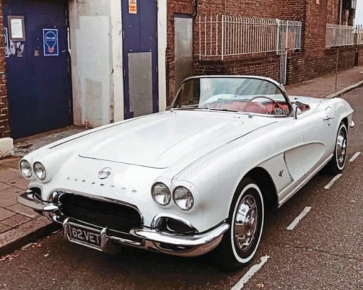 White Vintage Car paint By Numbers