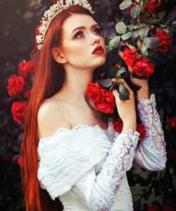 Aesthetic Lady With Red Roses paint by numbers