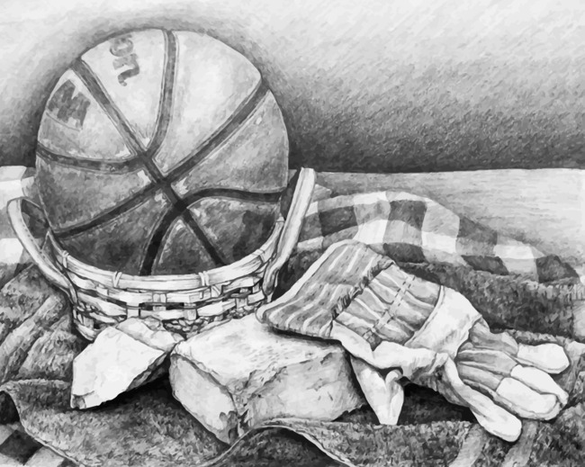 Basketball In A Basket paint By Numbers