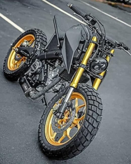 Black And Gold Motorcycle - Paint By Numbers - Modern Paint by numbers