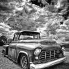 Black And White Old Chevy paint By Numbers