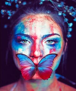 Butterfly On Girl Mouth paint By Numbers