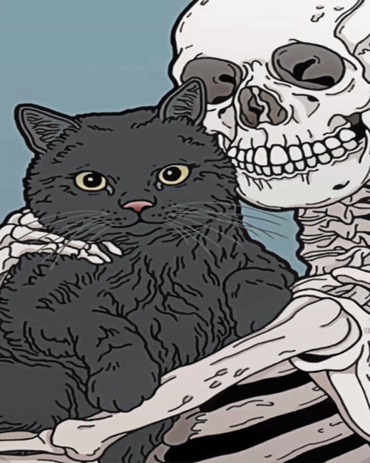 Cat And Skeleton paint By Numbers