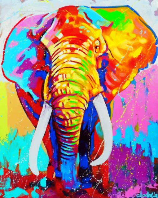 Colorful Elephant paint By Numbers
