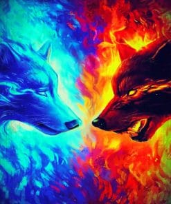 Fire And Ice Wolves paint By Numbers