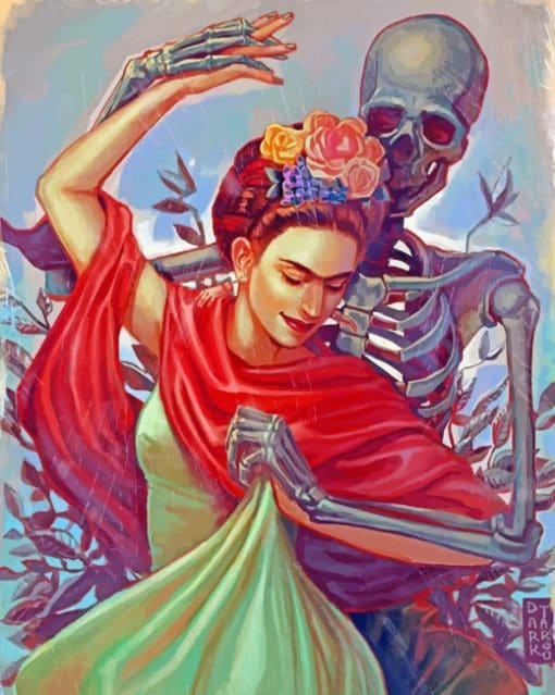 Frida Kahlo With Skeleton paint By Numbers