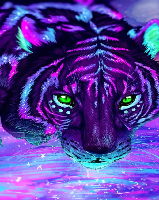 Neon Tiger paint By Numbers