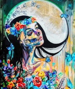 Skull Floral Girl paint By numbers