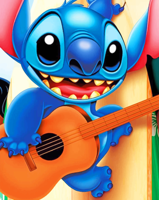 Stitch Playing Guitar paint By Numbers