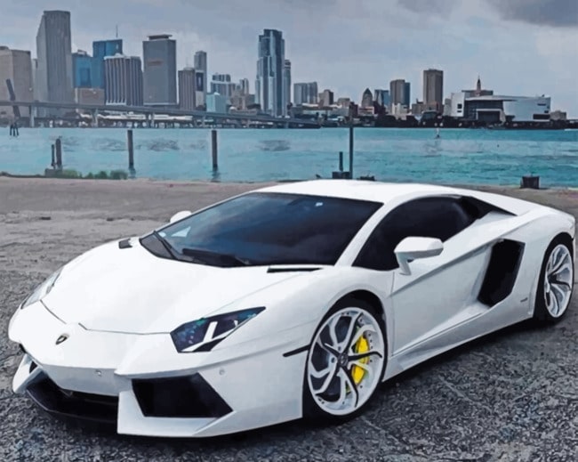White Lamborghini paint by Numbers