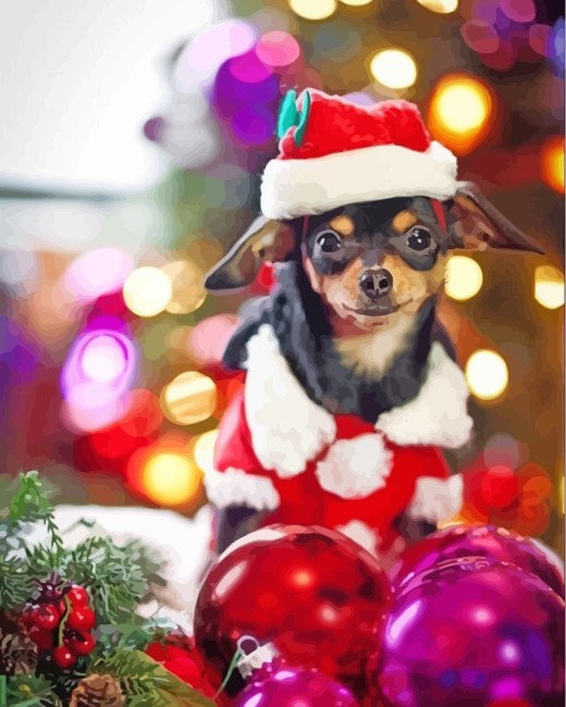 Chihuahua Christmas paint by numbers