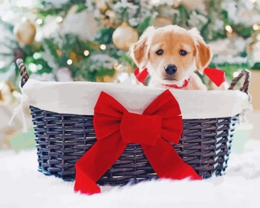 puppy-in-christmas-basket-paint-by-numbers