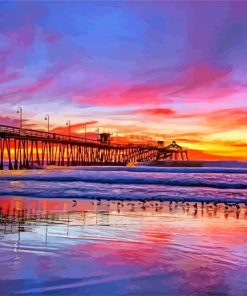 Imperial-Beach-California-pier-sunset-paint-by-number