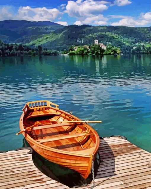 Wooden-Canoe-in-Lake-paint-by-numbers
