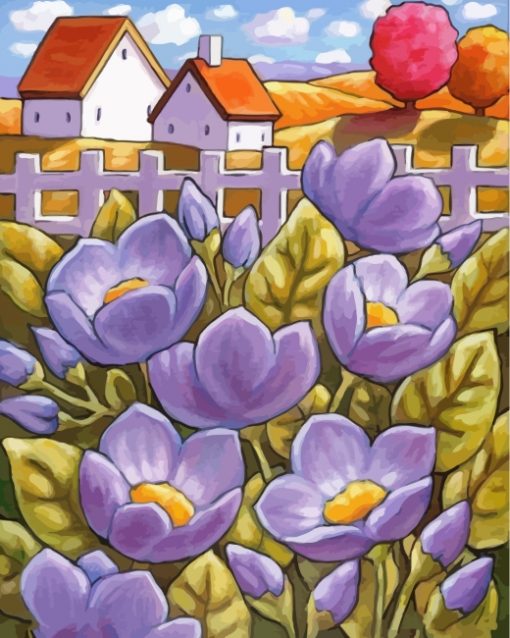 Purple Flowers paint by numbers