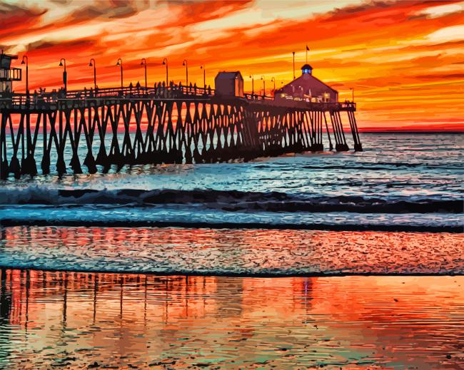 sunset-Imperial-Beach-California-pier-paint-by-numbers