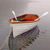 white-Wooden-Canoe-in-Lake-paint-by-numbers