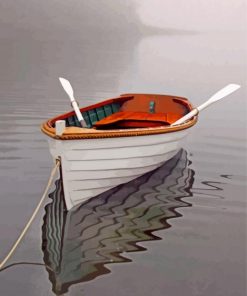 white-Wooden-Canoe-in-Lake-paint-by-numbers