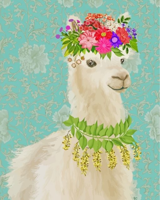 Alpaca With Flowers paint by numbers