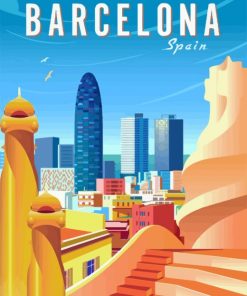 Barcelona Spain Poster paint by numbers