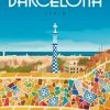 Barcelona Spain Travel Poster paint by numbers