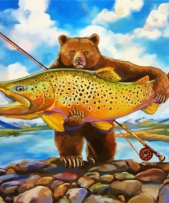 Bear And Trout Fish Paint by numbers