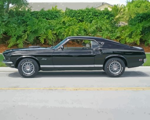 Black Ford Mustang paint by numbers
