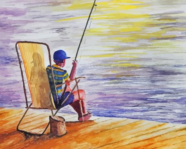 Boy Fishing Art - Paint By Number - Painting By Numbers