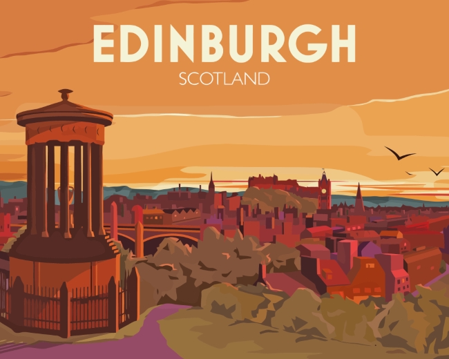 Edinburgh Travel Poster Paint by numbers