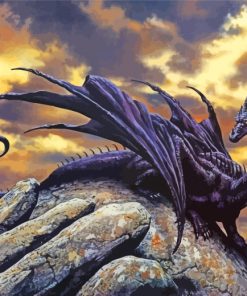 Fantasy Black Dragon paint by numbers