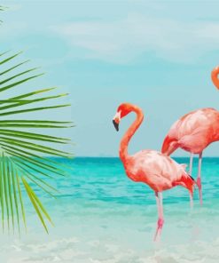 Flamingos In Sea paint by numbers