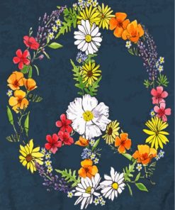 Floral Peace Symbol Paint by numbers