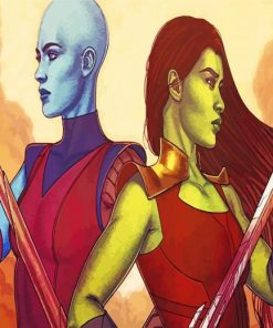 Gamora And Nebula paint by numbers