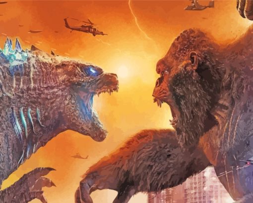 Godzilla And Gorilla paint by numbers